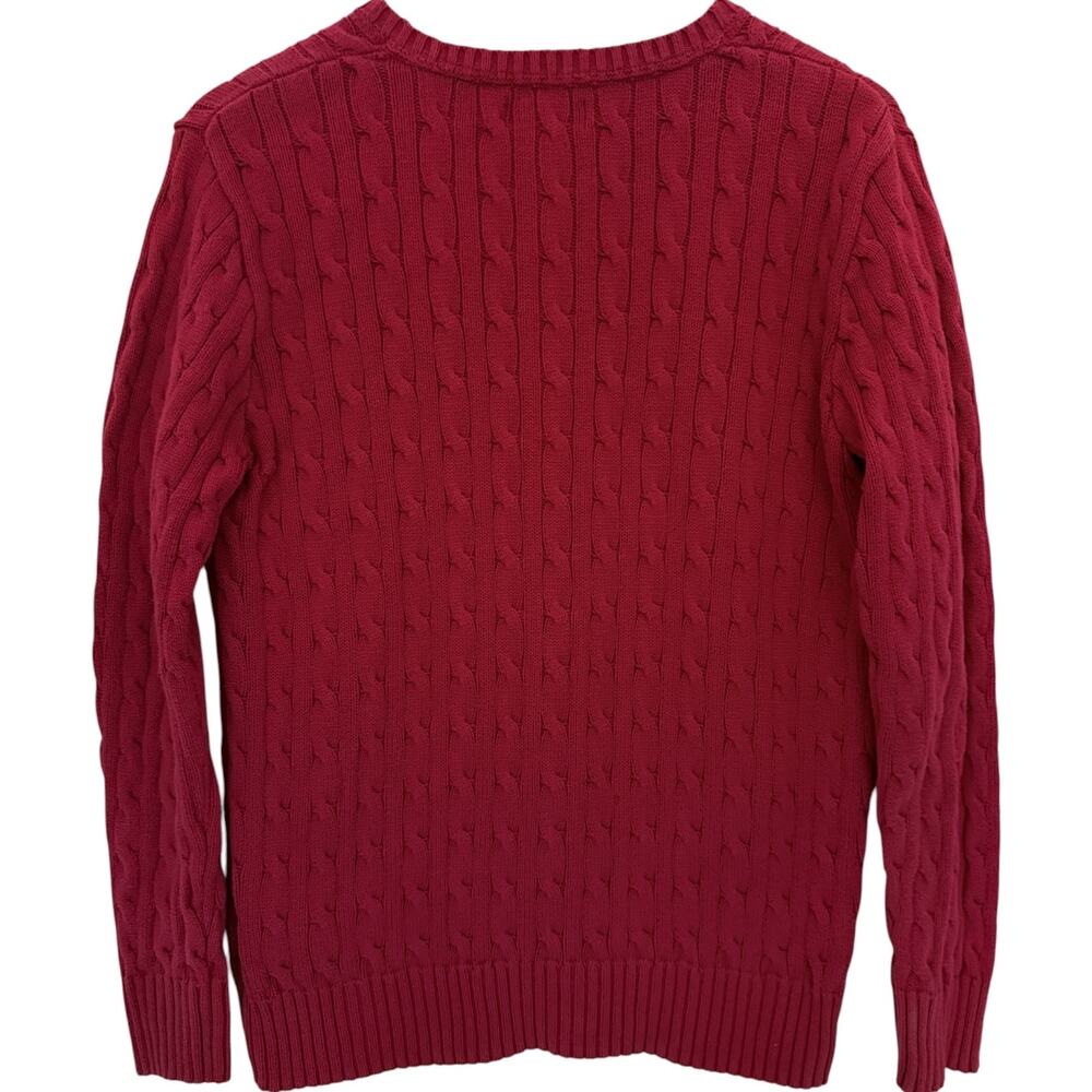 Polo Ralph Lauren Cable Knit Sweater Boys XL Red Cotton Pony Logo Classic - Picture 2 of 4